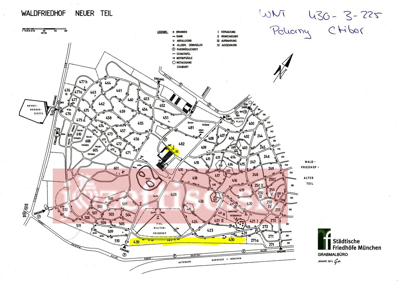 Mapa prístupu k hrobovému miestu Ctibora Pokorného